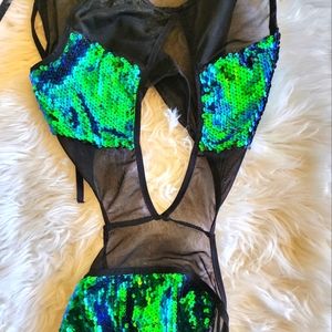 IHeartRaves Sequine Bodysuit